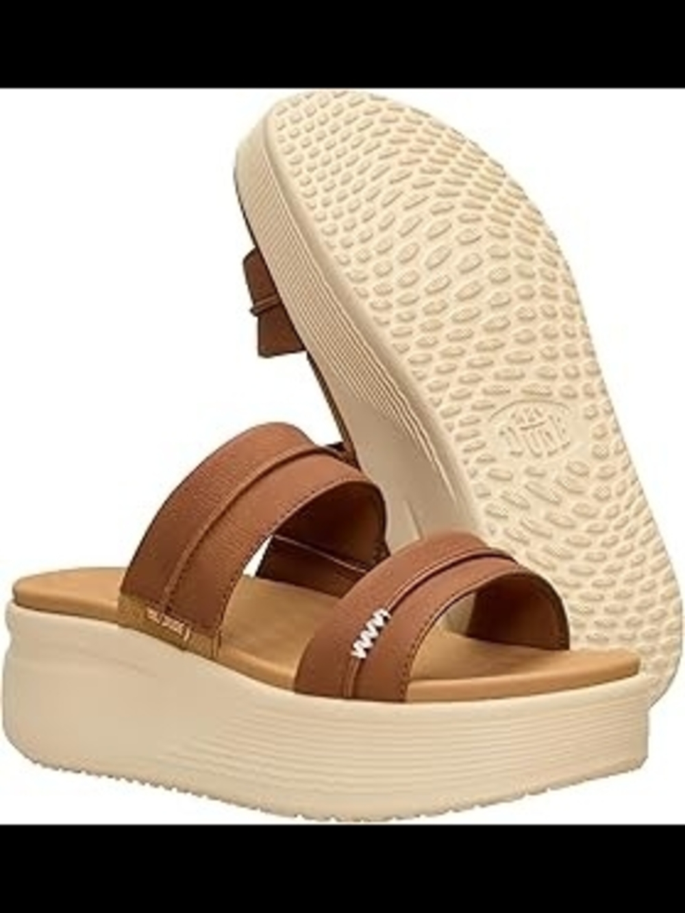 Hey Dude Women's Tan Platform Slide Sandals